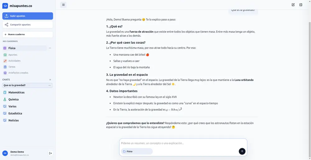 Chat do tutor de IA explicando um conceito